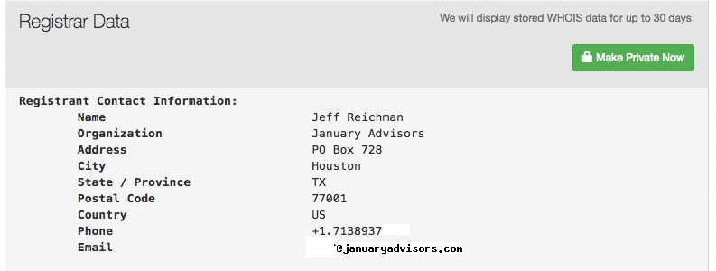 A domain-registration lookup screenshot from the original guide.