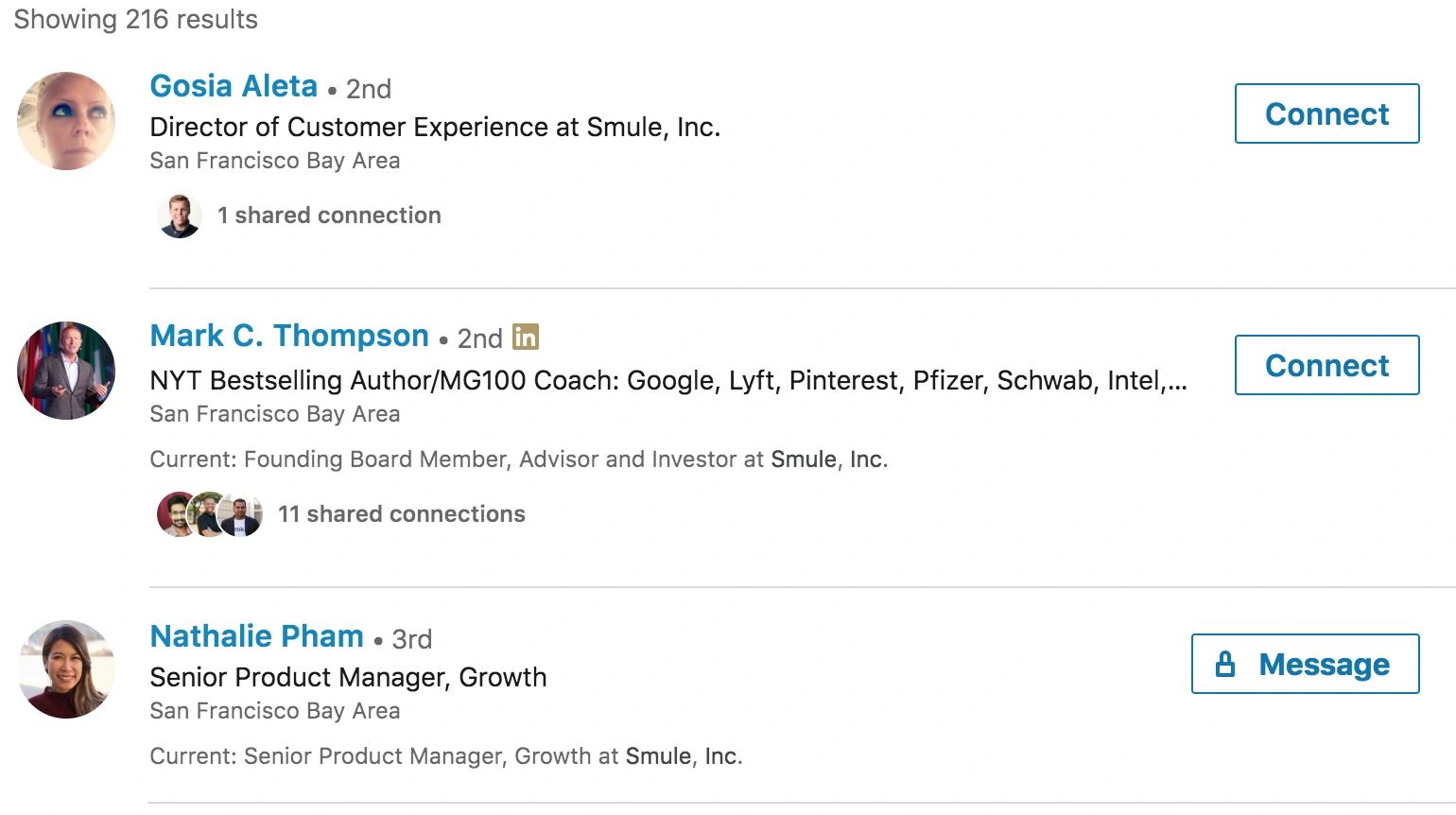LinkedIn people search showing professional roles in the original guide.
